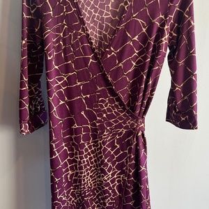 Julie Brown Burgundy/Purple Wrap Dress Sz M